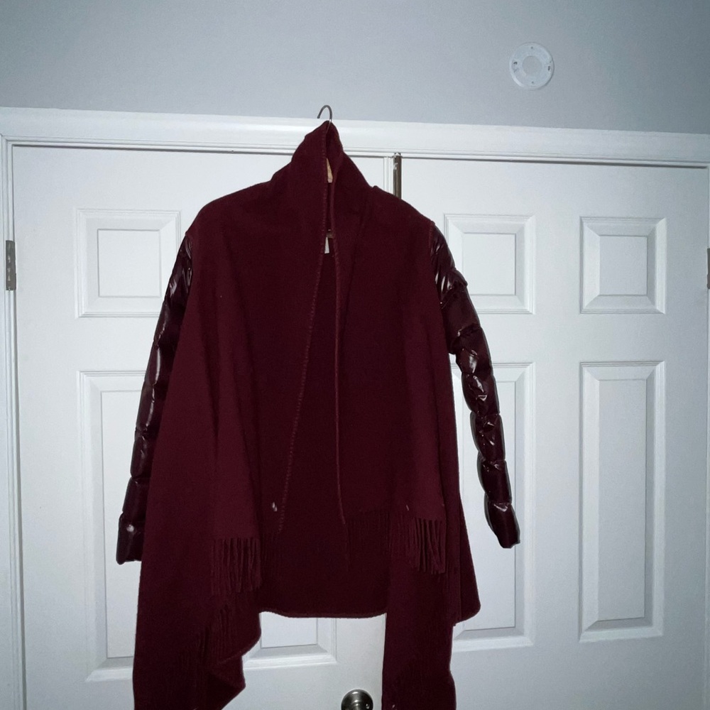 Moncler Deep Burgundy Scarf style with puffer sleeves jacket